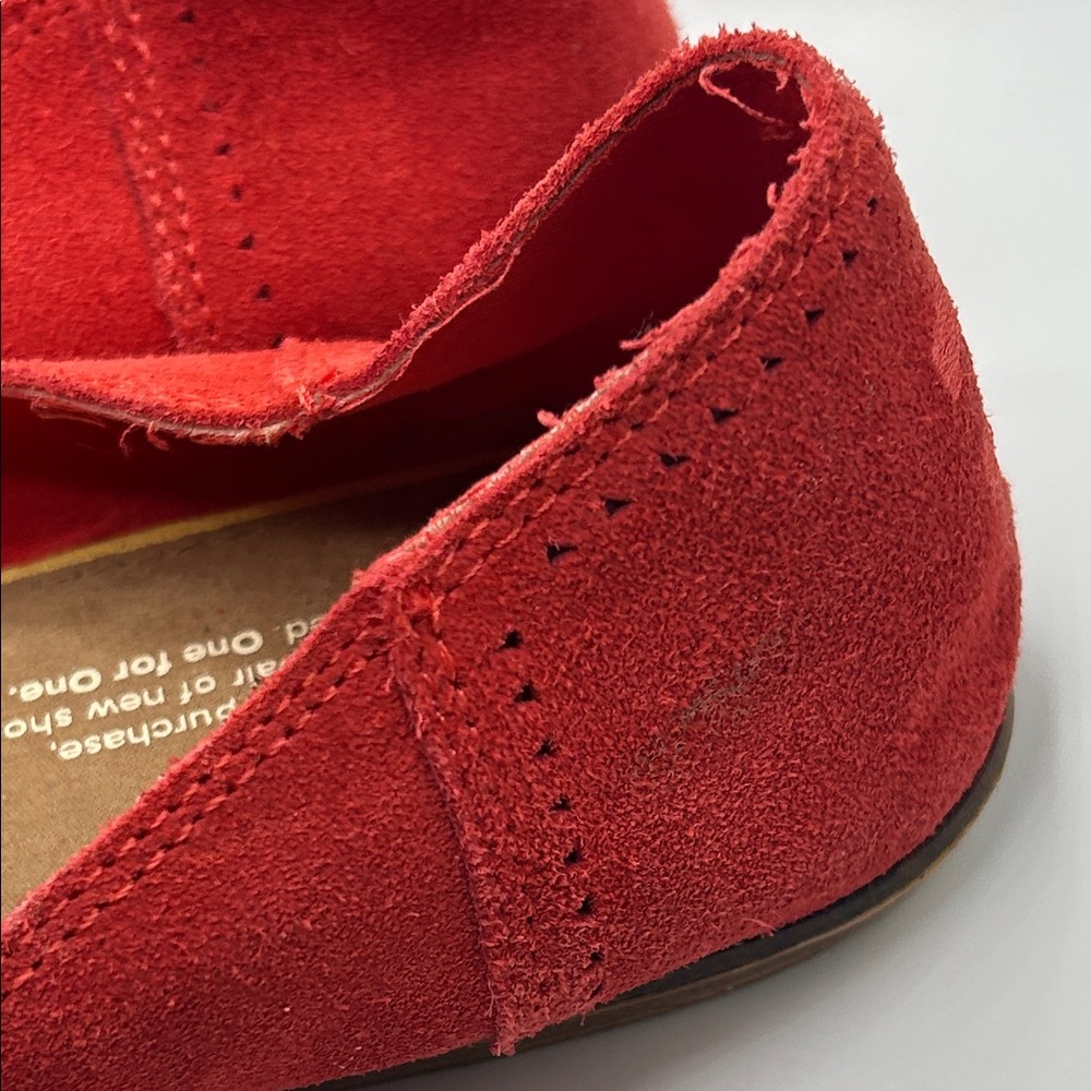 Toms Red Suede Pointed-Toe Flats - Picture 3 of 8